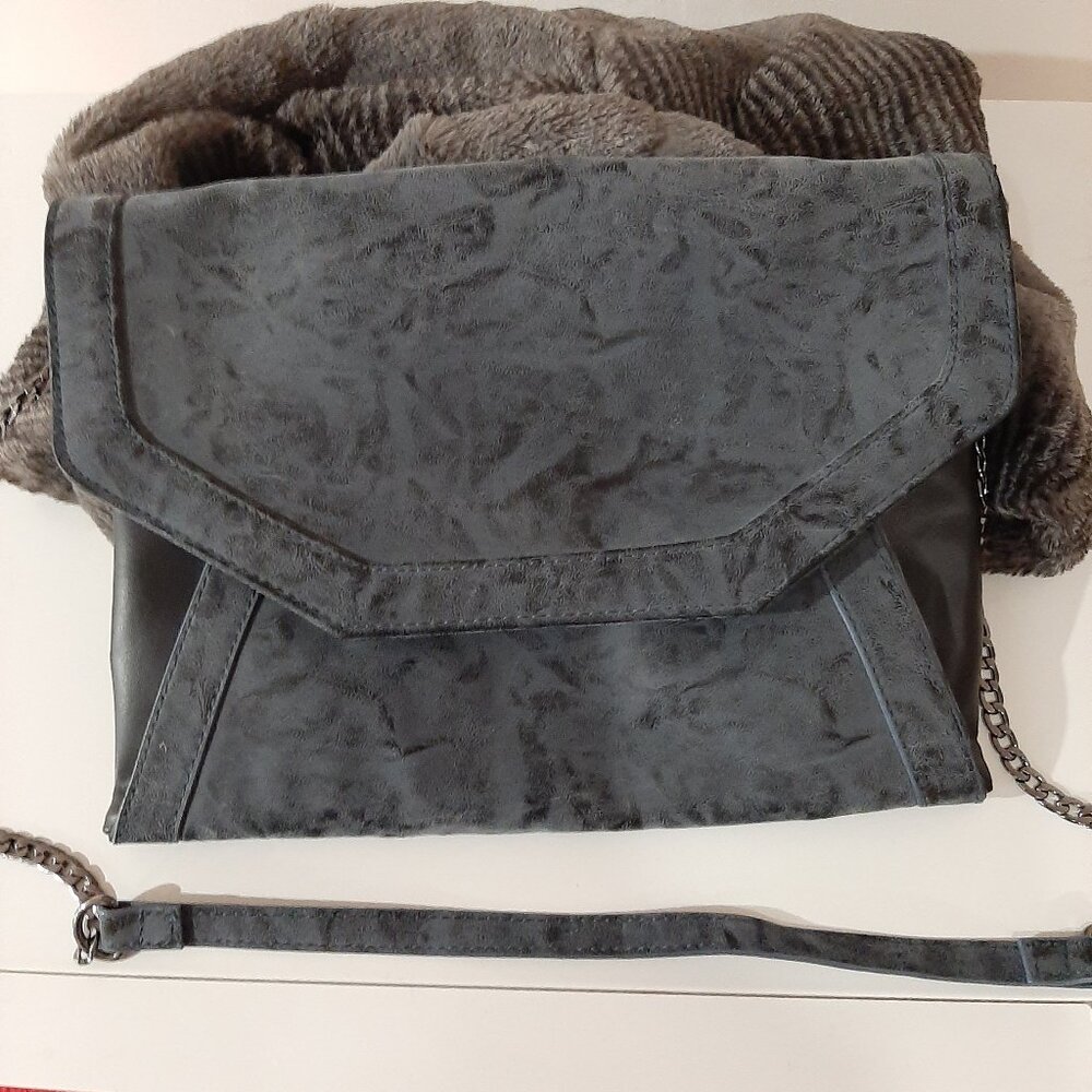 Charcoal minimalist baddie whimsygoth oversized evening bag faux leather